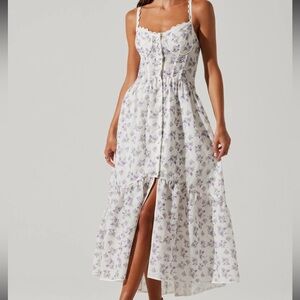ASTR the label Yamila Floral Cotton Blend Eyelet Midi Sundress
